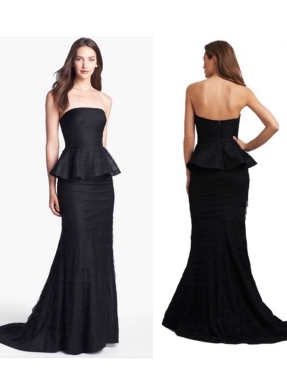 Adrianna Papell black peplum gown